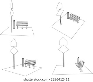 Vector sketch illustration of a bus stop
