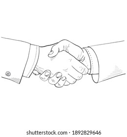 Vector sketch illustration. Business handshake