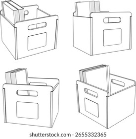 vector sketch illustration of cabinet design for storing books on top of a cupboard
