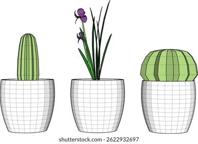 Vector sketch illustration of cactus flower plant decoration design for room decoration 