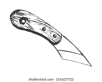 Vector sketch illustration of carpenter knife. Motives of workplace, carpentry, tools