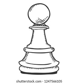 Vector Sketch Illustration - Chess Pawn Figure