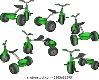 Vector sketch illustration of children's toy tricycle design