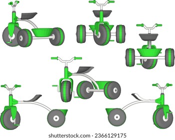 Vector sketch illustration of children's toy tricycle design