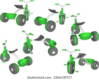 Vector sketch illustration of children's toy tricycle design