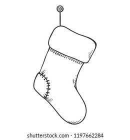 Vector Sketch Illustration - Christmas Sock for Gifts