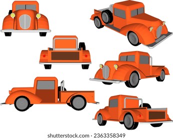 Dibujo vectorial ilustración de diseño clásico de coche de recogida para el transporte de mercancías