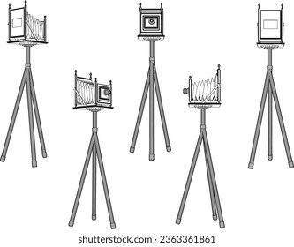 Vector sketch illustration of classic old retro video camera design for taking photos in ancient times