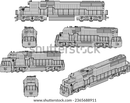 Vector sketch illustration of classic old train design