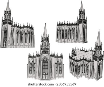 Vector sketch illustration of classic vintage royal palace castle building design