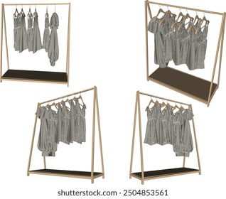 Vector sketch illustration of clothes hanger display case design for shop display