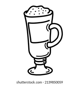 vector sketch illustration - coffee cup, coffee drink, latte, cappuccino, contour