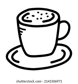 vector sketch illustration - coffee cup, coffee drink, latte, cappuccino, contour