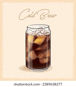 vector sketch illustration of cold brew coffee