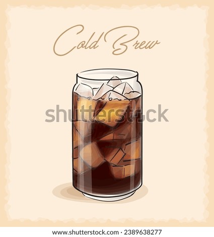 vector sketch illustration of cold brew coffee