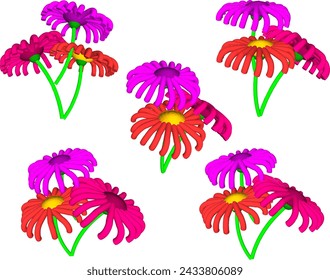 Vector sketch illustration of colorful sunflower design for living room table interior