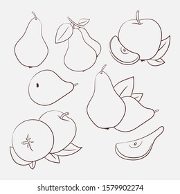 vector sketch illustration. coloring. set. diet foods. vegetarianism and raw food diet. organic food