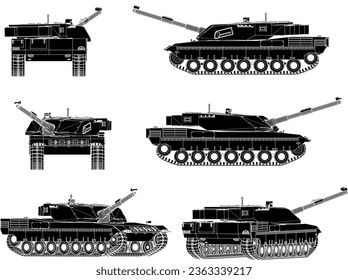 Vector sketch illustration of combat vehicle design for battlefield