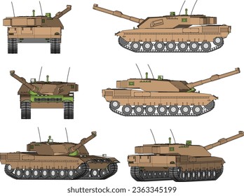 Dibujo vectorial del diseño de vehículos de combate para campo de batalla