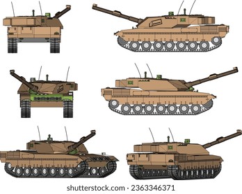Dibujo vectorial del diseño de vehículos de combate para campo de batalla