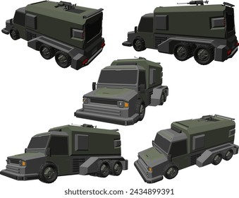 Vector sketch illustration of a combat war tank car design with full weapons