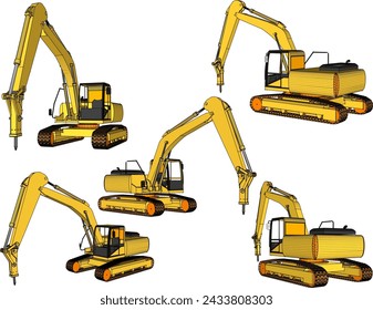 Vector sketch illustration of concrete crusher heavy equipment vehicle design