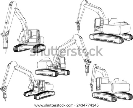 Vector sketch illustration of concrete crusher heavy equipment vehicle design