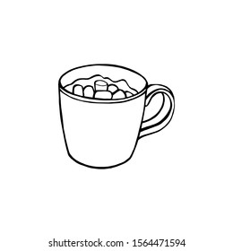Vector sketch illustration. Cup of coffee, hand draw style, isolated.