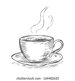 vector sketch illustration - cup of coffee