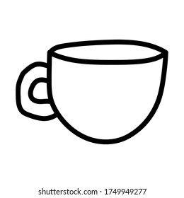 Vector sketch illustration. Cup of coffee. Cup outline on a white background. Line drawing. Doodle style