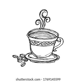 Vector sketch illustration - cup of coffee.