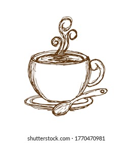 Vector sketch illustration - cup of coffee.