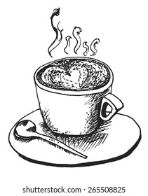 vector sketch illustration - cup of coffee