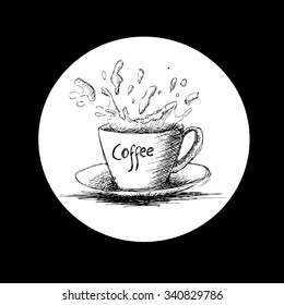 vector sketch illustration - cup of coffee
