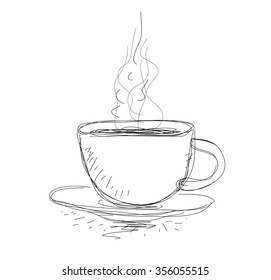 vector sketch illustration - cup of coffee