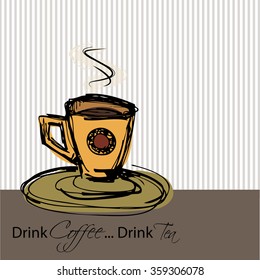 Vector sketch illustration of a cup of coffee / Vector icon of coffee cup