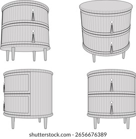 Vector sketch illustration of a cupboard design for a living room with a modern minimalist style