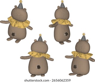 Ilustración del boceto del Vector del diseño lindo de la decoración del oso de peluche para las niñas 