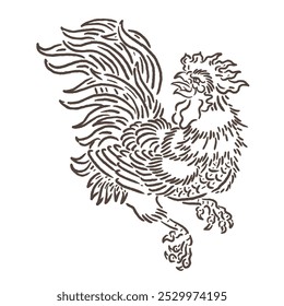 vector sketch illustration of a dashing and very cool rooster with a unique design style