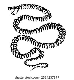 vector sketch illustration of a deadly poisonous snake skeleton with a unique vintage style design