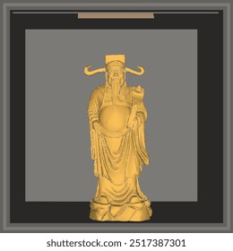 Vektorskizze Illustration der dekorativen Gestaltung einer Statue eines lächelnden Gottes voller Weisheit stehend bringt Glück