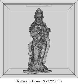 Vector sketch illustration of decorative design of goddess statue bringing grace