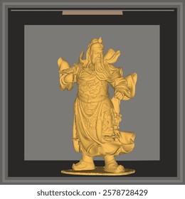 Vector sketch illustration of decorative design of holy war god statue standing giving orders to troops