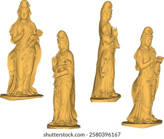 Vector sketch illustration of decorative design of goddess statue bringing grace