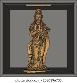 Vector sketch illustration of decorative design of goddess statue bringing grace