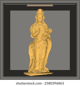 Vector sketch illustration of decorative design of goddess statue bringing grace