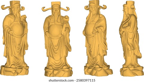 Vector sketch illustration of decorative design of a statue of a smiling god full of wisdom standing bringing happiness