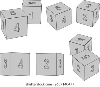 Vector sketch illustration of a decorative design of a dexterity dice toy to improve children's intelligence