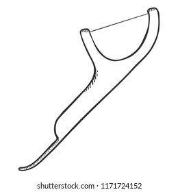 Vector Sketch Illustration - Dental Floss Device