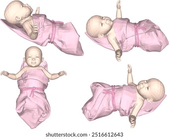 Vector sketch illustration design animation cartoon cute cute newborn baby child in blanket